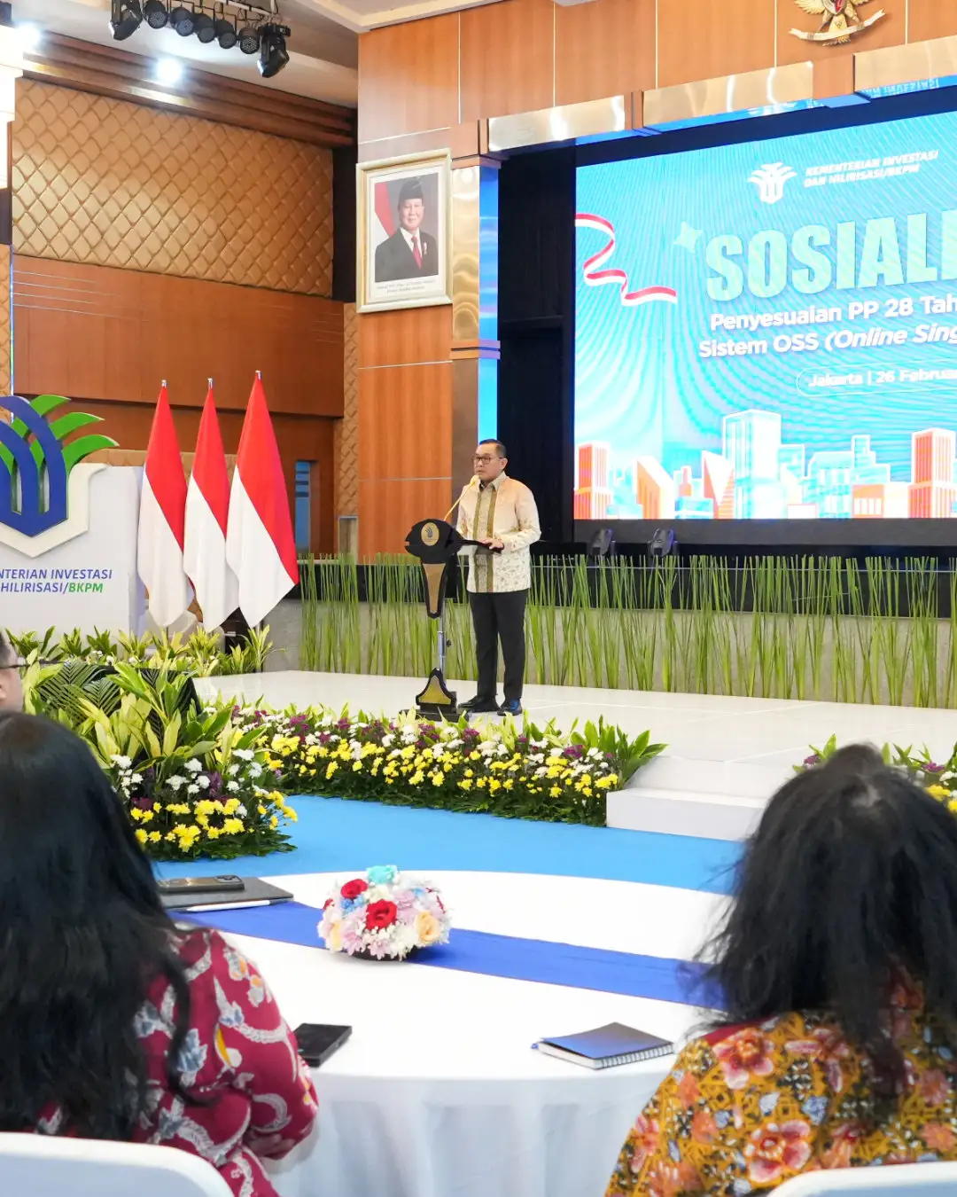 Wakil Menteri Investasi dan Hilirisasi/Wakil Kepala BKPM Todotua Pasaribu memberikan sambutan dalam Sosialisasi Penyesuaian PP 28 Tahun 2025 pada Sistem OSS